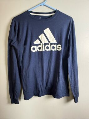 Adidas Shirt Lot (2) Sz S Amplifier Tee Short Slv Gray & Go-To Tee Long Slv Navy